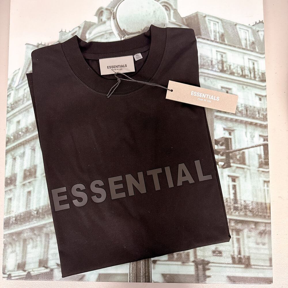 Fear of God Essentials Unisex Oversized Black T‑Shirt Tonal Logo Cotton Tee NWT